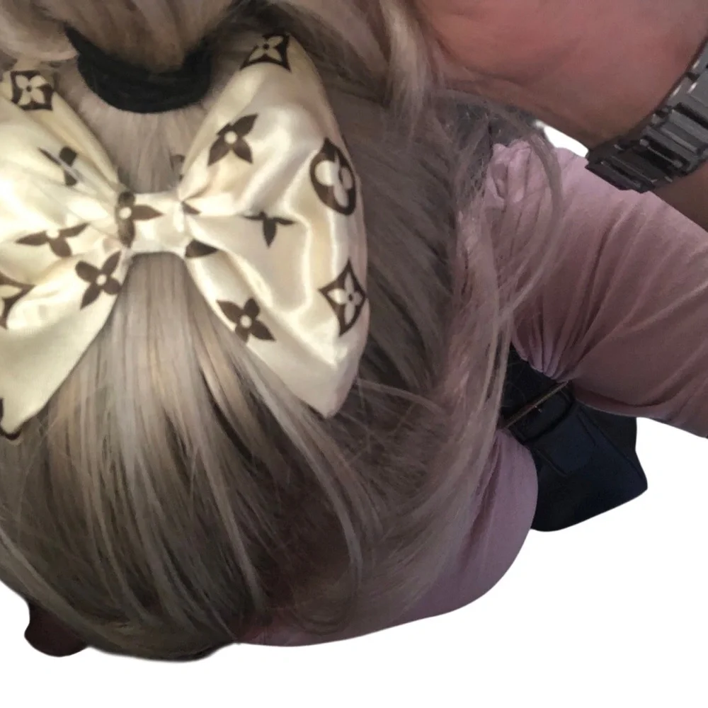 Designer Cream or cream & Black Bow